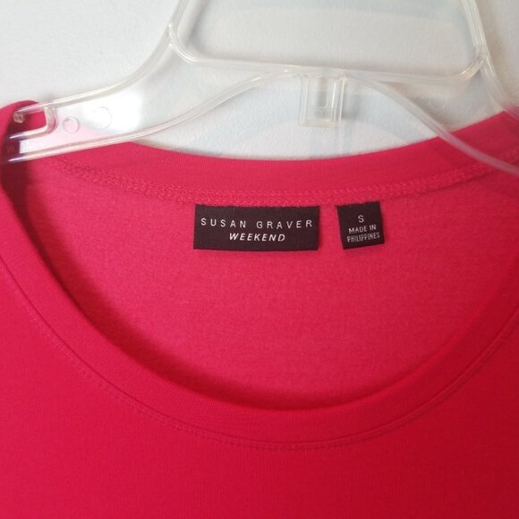 Susan Graver Weekend Pink Fleece Tunic pockets - Picture 3 of 6